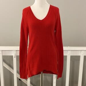 GAP Red V-Neck Lightweight Textured Tunic Sweater Size XS